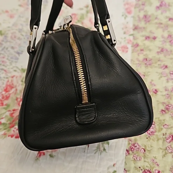 MCM Refurbished Matte Black Leather Boston Bag - Picture 6 of 11